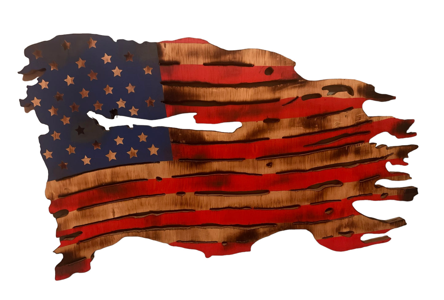 Patriotic Battle Worn Wooden American Flag