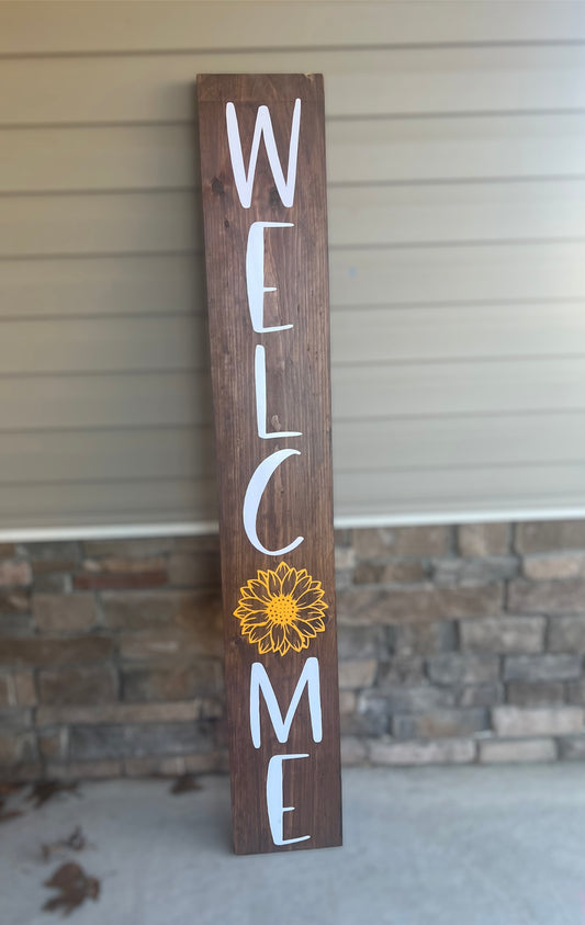 Door Leaner “Welcome” Sunflower Sign